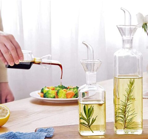 1pcs 500ml Oil Bottle Glass Olive Oil Dispenser Bottle Glass Cooking Oil  Vinegar Measuring Dispenser With Spout For Kitchen And Bbq