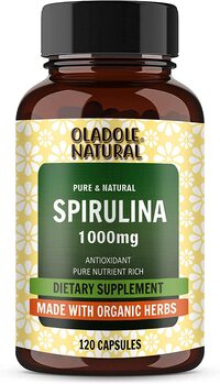 Oladole Natural Spirulina 120 Capsules 1000mg USDA Organic Certified 100% Pure &amp; Natural Superfood Rich In Minerals &amp; Vitamins
