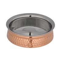 Royalford Cooper Steel Serving Handi, RF10392, Copper Stainless Steel Hammered Handi, Indian Serving Bowl, Indian Dishes Serveware For Vegetable And Curries