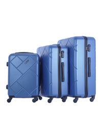 ParaJohn 3-Piece Hard Side ABS Spinner Luggage Trolley Set 20/24/28 Inch, Blue