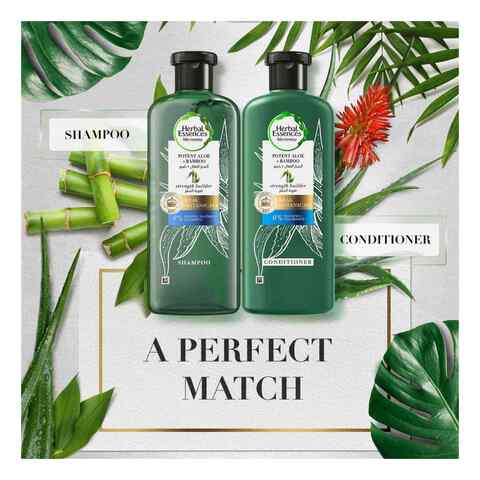 Herbal Essences Hair Strengthening Sulfate Free Potent Aloe Vera + Bamboo Natural Shampoo for Dry Hair And Hair Hydrate 400ml