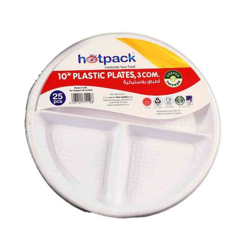 Buy Hotpack disposable plates 25 pieces in Saudi Arabia