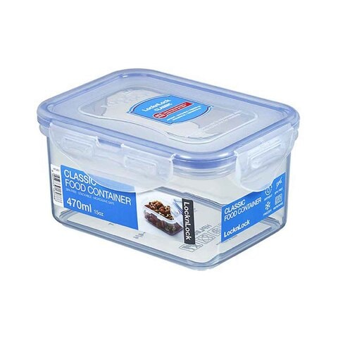 Lock &amp; LockClassic Plastic Rectangular Food Container Clear/Blue 470ml