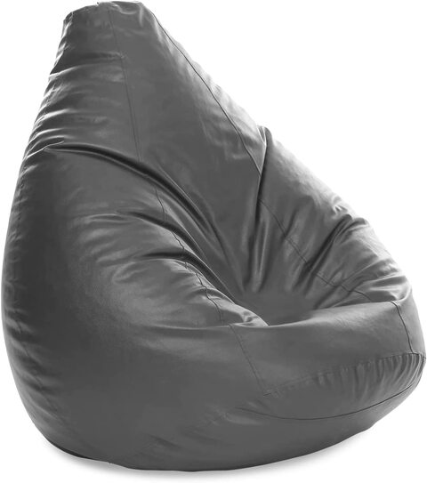 Luxe Decora PVC Bean Bag With Filling (Large, Grey)