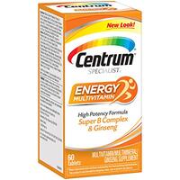 Centrum Specialist Energy Adult (60 Count) Multivitamin / Multimineral Supplement Tablet, Vitamin D3. C, B-Vitamins And Ginseng