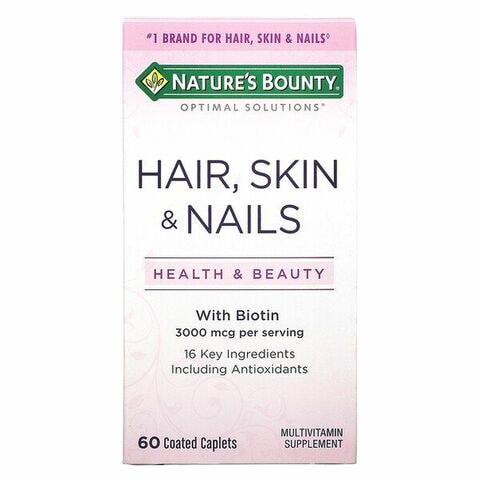 Nature&#39;s Bounty Optimal Solutions Hair Skin And Nails Multivitamin Supplement Coated Caplets 60pieces