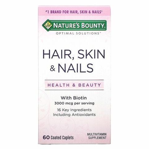 Nature&#39;s Bounty Optimal Solutions Hair Skin And Nails Dietary Supplement 60 Coated Caplets