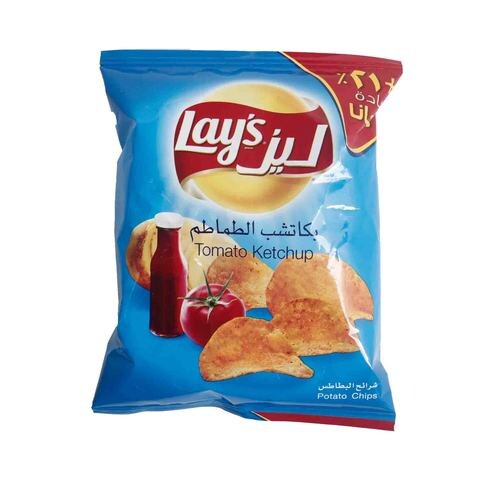 ليز شيبس بطاطا بنكهة الكاتشب الطماطم 14 غرام
