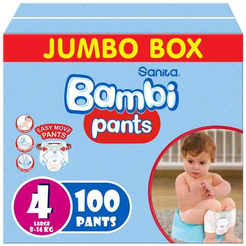 Baby Diapers Bambi Pants Large Jumbo Box 100 1P