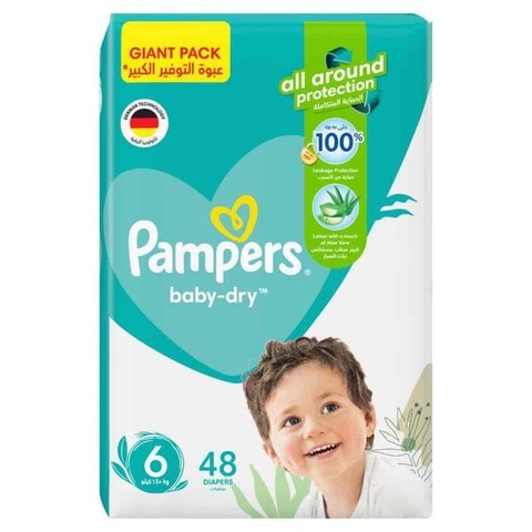 Buy Pampers Baby-Dry Taped Diapers With Aloe Vera Lotion Size 6