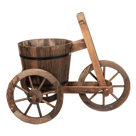 Lingwei - Tricycle-Shaped Wooden Flower Pot 70.5 X 61.5 X 34.7Cm
