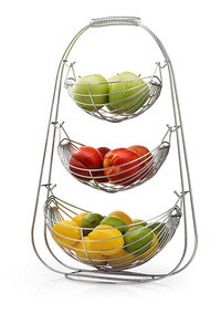 Royalford Fruit Basket, 3 Layer Hammock Design Basket, Rf11133, Vegetables Countertop Bowl Storage, Detachable Bread, Snacks Baskets Holder, Large Capacity Fruit Tray