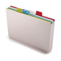 Joseph Joseph Index Plastic Cutting Board Set With Storage Case Color-Coded Dishwasher-Safe Non-Slip, Large, Silver