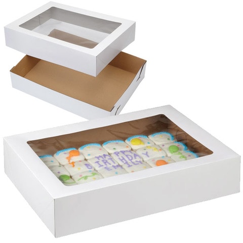 Wilton Corrugated Cake Boxes with Window, 2-piece Set, 19 x 14 In.