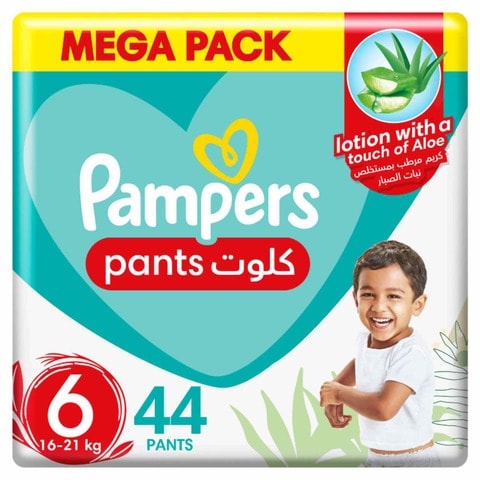 Pampers Aloe Vera Pants Diapers, Size 6, 16-21kg, Jumbo Pack, 44 Diapers&nbsp;