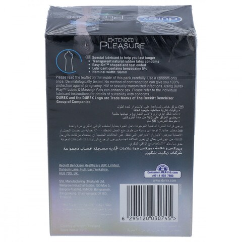 Durex Extended Pleasure Longer Lasting Pleasure Condoms (Pack of 20)