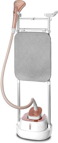 Black+Decker 2000W 6 Stage Digital Garment Steamer with Ironing Board, White/Rose Gold - GSTD2050-B5