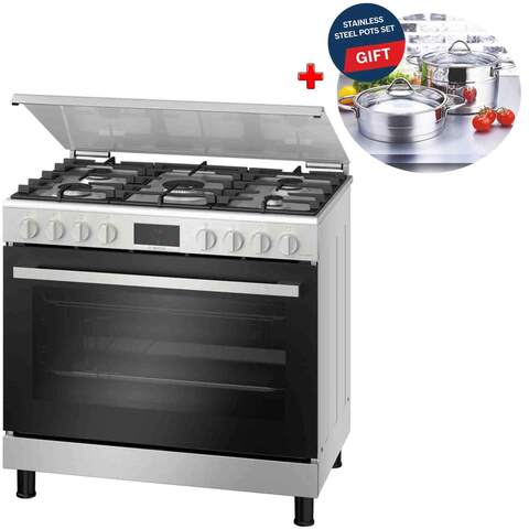 Bosch Gas Cooker HGW3ASQ50M 90X60CM  (Plus Extra Supplier&#39;s Delivery Charge Outside Doha)