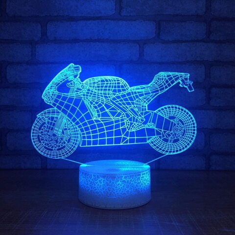 Night Light 3D Motorcycle Night Light Led Decoration Lampara Led 3D Table Lamp Bedside Night Light Es Sleep Lighting-7 colors touch