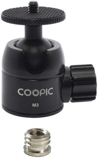 Coopic M3 Tripod Ball Head Mount Head-Metal 360 Degree Pan 90 Degree Tilt Tripod Mount With 1/4 Screw For Digital Camera Compact DSLR Cell Phone Monopod Gopro Light Stand