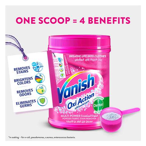 Vanish Oxi Action Multi Power Fabric Powder Stain Remover with Scoop, Ideal for Use in the Washing Machine, 1Kg