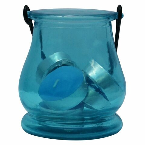 Waxworks Citronella Tealight Candle Jar Blue