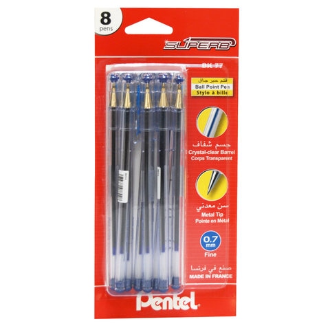 Pentel Superb Ballpoint Pens Blue 0.7mm 8 PCS