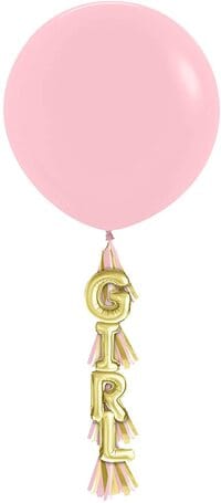 Creative Converting Baby Shower Decor Girl Latex Balloon with Tassel- 36-Inch Size- Pink