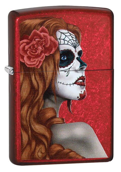 28830 Day of the Dead Girl Candy Apple Red Windproof Lighter