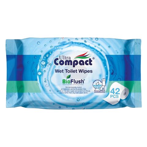 Ultra Compact Bio Flush Wet Toilet Wipes 42 Pieces