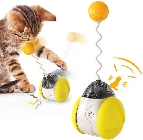 اشتري Interactive Cat Chasing Toys Kitten Excercise Toy with Catnip Squeaky Ball (Yellow)… في الامارات