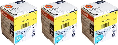 Osram Halogen-Reflector Standard Light Bulb GU5.3-socket, 12 Volt, 50 Watt, 36&deg; Beam Angle, Warm White/2800K - Pack of 3