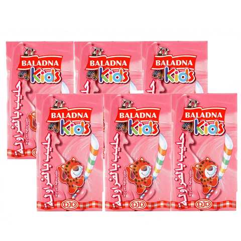 Baladna Milk Kids Strawberry 125 Ml 6 Pieces
