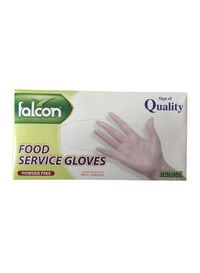 falcon 100-Piece Powder Free Vinyl Falcon Gloves Clear Extra Large