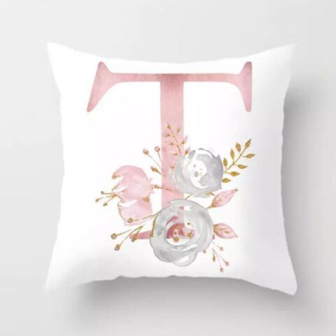 DEALS FOR LESS -1 Piece T  Letter Floral Design Cushion Cover.