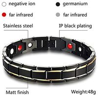 Generic - Health Energy Bracelet Bangle Men Stainless Steel Magnetic Gold Plated Jewelry