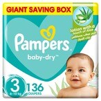 Buy Pampers Baby-Dry Taped Diapers With Aloe Vera Lotion  Size 3 (6-10kg) 136 Diapers in UAE