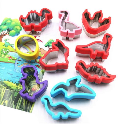 Cookie Cutters Set 10, for Kids, Holiday Sandwich Cutters Vegetable Fruit Cutter Shape for Boys &amp; Girls with Dinosaurs- Stainless Steel Animal Biscuit Cutter Baking Cookie Cutters