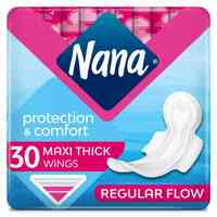 Nana Protection And Comfort Maxi Thick Sanitary Pads With Wings White 30 Pads