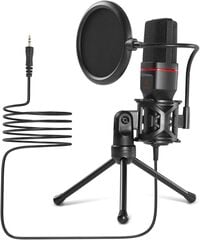 Redragon GM100 Professional Studio Condenser Microphone Computer PC MC Kit With 3.5mm XLR/Pop Filter/Tripod Stand/Shock Mount For Gaming, Streaming, Recording, Podcasting, Broadcasting