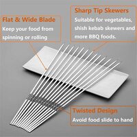 Flat Stainless steel BBQ Skewer with Tube, Reusable Needle Stick for Grilling - Barbecue Accessories (30 cm)