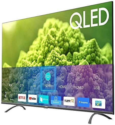 Evvoli 43 Inch 4K QLED ULTRA HD Frameless Android Smart TV With Certified Android TV, Smart Remote Control - 43EV250QA, Black