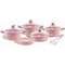 Home Maker Granitec Cookware Set Pink Pack of 11