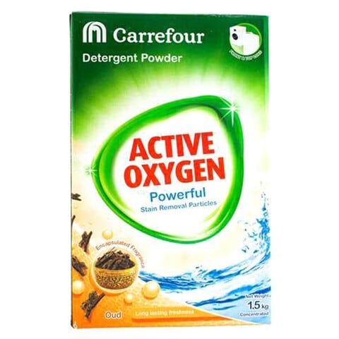 Carrefour Active Oxygen Oud Powerful Stain Removal Detergent Powder 1.5kg