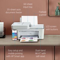 HP DeskJet Plus 4120 All-in-one Printer Wireless Print Copy Scan &amp; Send mobile Fax - white