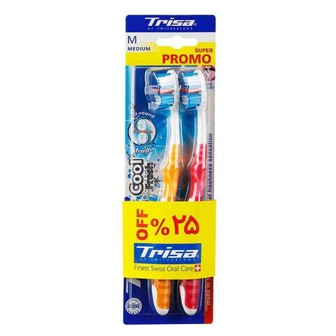 Trisa Cool And Fresh Medium Toothbrush With Case Blue 2 PCS price in ...