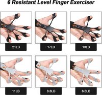 Finger Strengthener, Grip Strength Trainer, 6 Resistant Level Finger Exerciser, Hand Exercisers for Strength, Hand Grip Strengthener for Patients Strength Training (Black+Grey)
