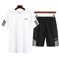 Men&#39;s T-Shirt  and Shorts Set Fit indoor and outdoor wear White Colors(Size Large))