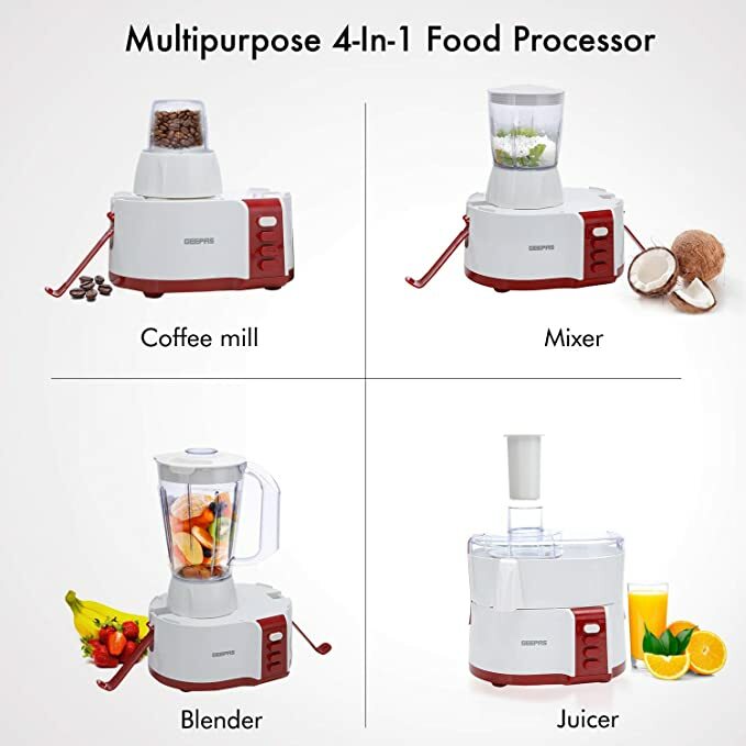 Buy Geepas Gsb9890 4-In-1 Food Processor With Safety Lock Online - Shop  Electronics & Appliances on Carrefour UAE