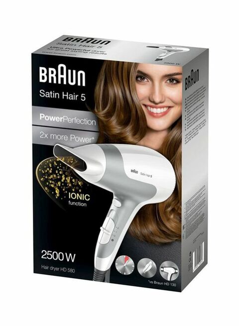 Braun - Satin Hair 5 PowerPerfection Hair Dryer With Diffuser And Ionic Function White/Grey